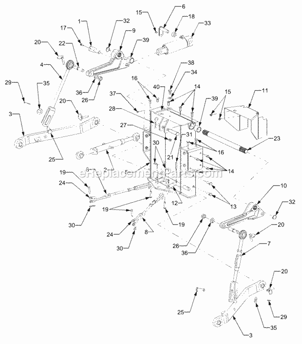 Three Point Hitch 1b065g & Before Diagram and Parts List for 5234DL 54AL544-710, 54BL544-710 Cub Cadet Lawn Tractor